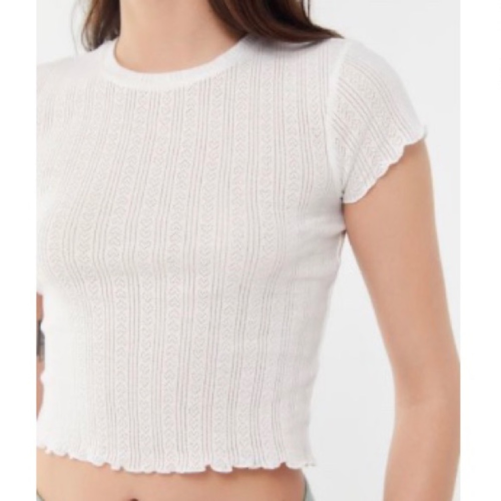 UO Pointelle Lettuce-Edge Baby Tee